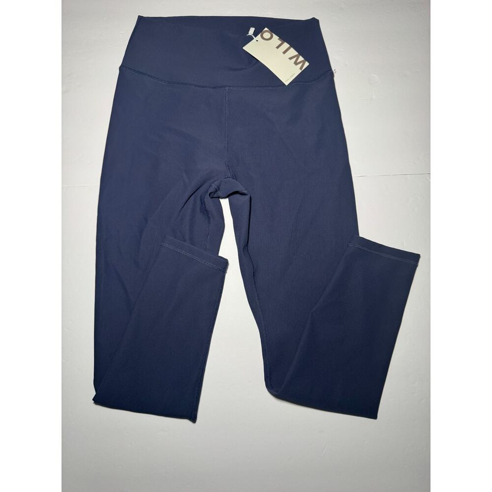 Wilo The Label Navy Ribbed Leggings Women Large High Rise Stretch NWT Athleisure